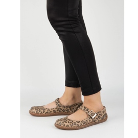 Barefoot Women's Ballerinas Olivier 1286 - Scarpe in pelle con fibbia per le stilizzazioni di pantera quotidiane ed eleganti marrone 2