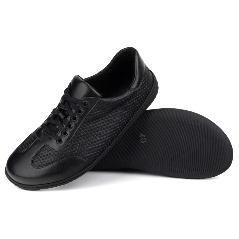 WASAK Scarpe in pelle minimalista da uomo a piedi nudi 0742WK Nero premuto sul fondo nero 2
