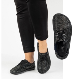 Olivier Sneaker minimaliste da donne a piedi nudi 1288pol Black Snake nero 2