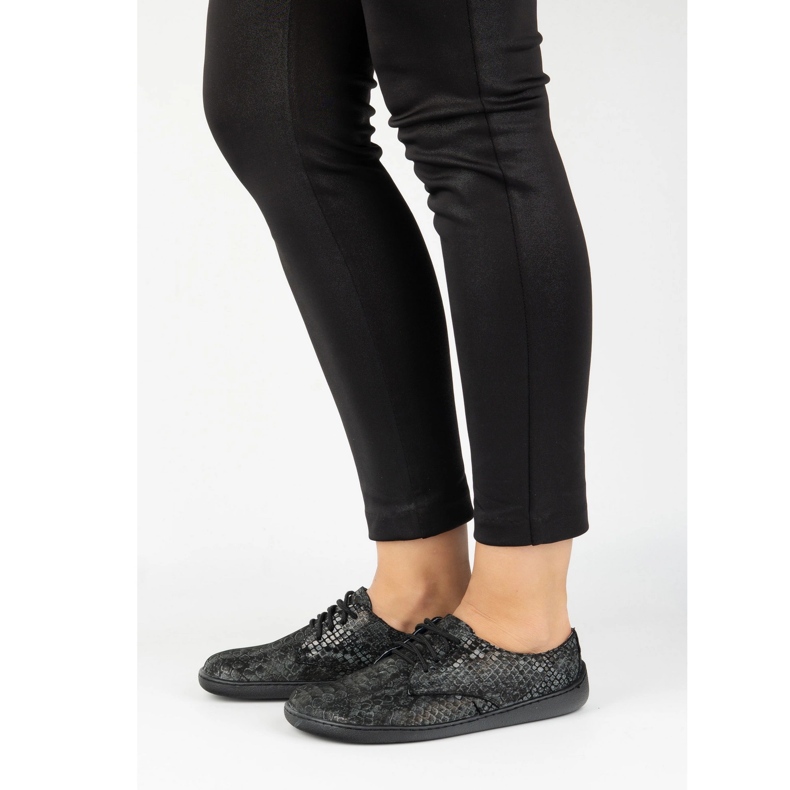Olivier Sneaker minimaliste da donne a piedi nudi 1288pol Black Snake nero 1