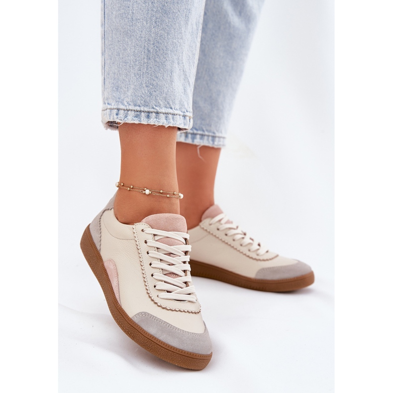 Sneaker in pelle da donna Zazoo N1220 beige 2