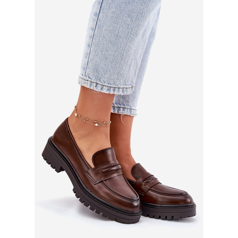 Evento Classici mocassini da donna con marrone eco in pelle 1