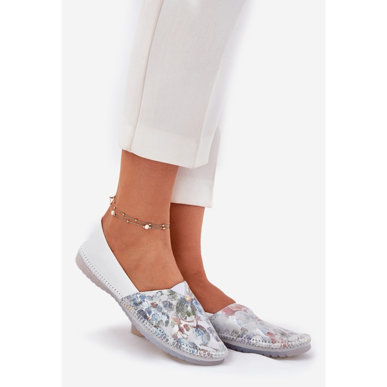 Ballerinas in pelle con motivo Maciejka T1930-38 bianco 1