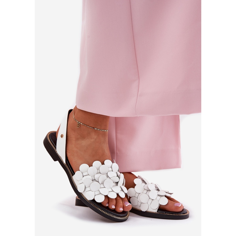 Sandali in pelle con tacchi piatti Zazoo 40425 bianco bianca 1