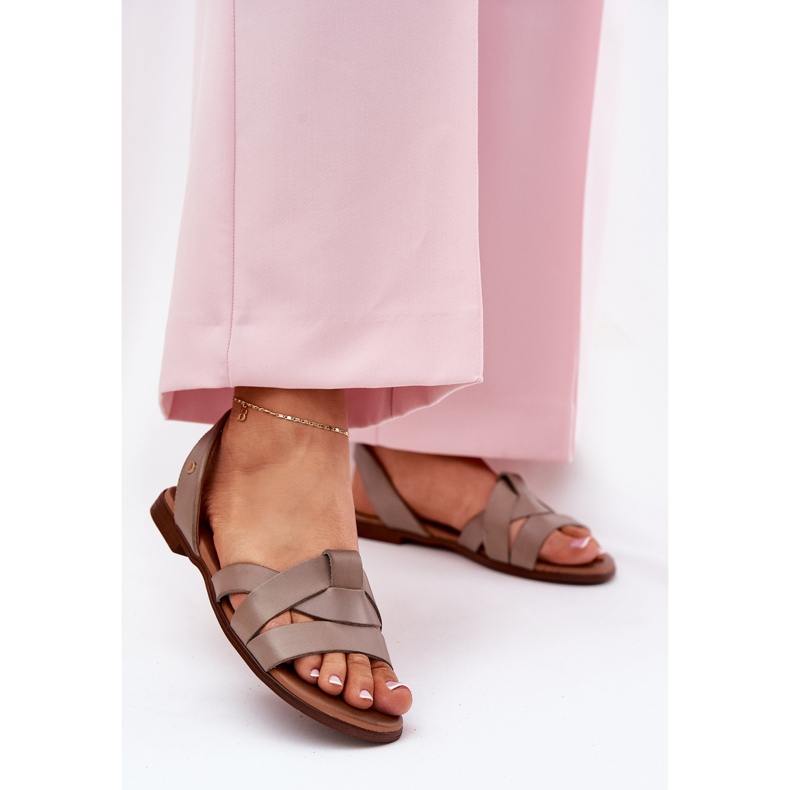 Zazoo 40185 comodo sandali beige scuri in pelle comoda 2