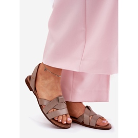Zazoo 40185 comodo sandali beige scuri in pelle comoda 1