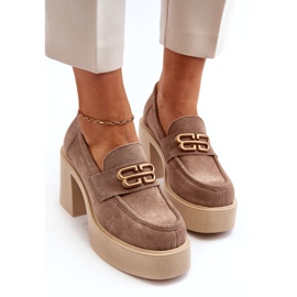 Zazoo 20170 Scarpe in pelle scamosciata su uno spesso post beige 3