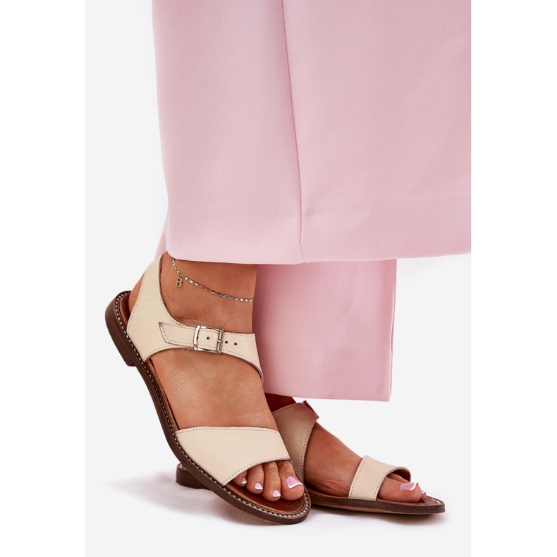 Zazoo 3014 Sandali in pelle da donna in pelle beige 1