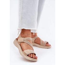 Evento Comodi sandali con velcro da donna, beige 2