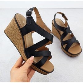 Sandali da donna con zeppe neri Sergio Leone SK223 nero 1