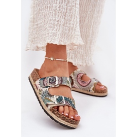Pantofole da donna modellate su una piattaforma di sughero con Lee Cooper LCW-25-35-3483L multicolore beige 2