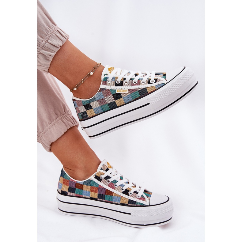 Sneaker femminili modellate sulla piattaforma multicolore Lee Cooper LCW-25-31-3441L beige 2