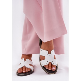 Zazoo 40326 pantofole da donne varne con ritagli decorativi bianchi bianca 2