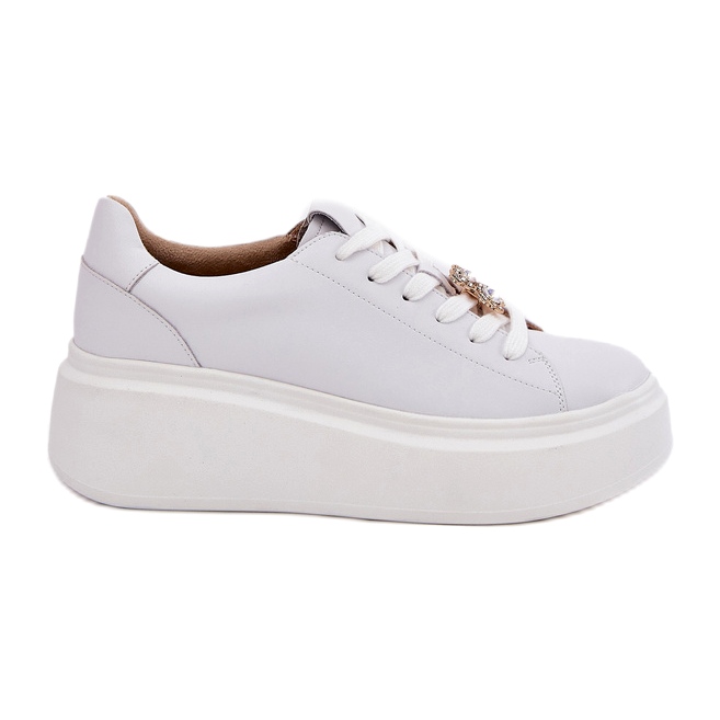 Scarpe sportive in pelle femminile sulla piattaforma con Vinceza 39922 White bianco 4