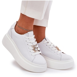 Scarpe sportive in pelle femminile sulla piattaforma con Vinceza 39922 White bianco 5