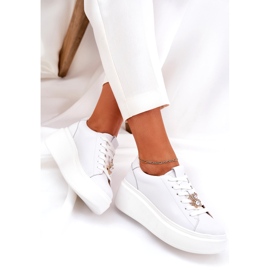 Scarpe sportive in pelle femminile sulla piattaforma con Vinceza 39922 White bianco 3