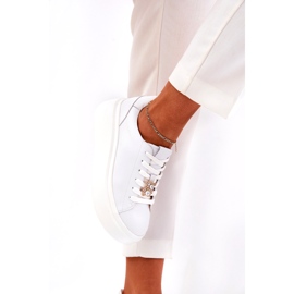 Scarpe sportive in pelle femminile sulla piattaforma con Vinceza 39922 White bianco 2