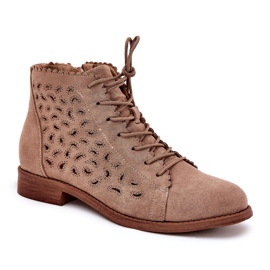 S.Barski Stivali bassi con un modello di lavoro aperto S. Barski Hy51-185 beige 3