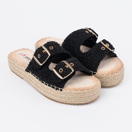 Seastar Flip Black Flip sulla piattaforma con fibbie nero 1