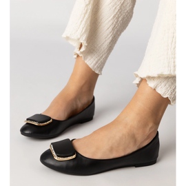 Ballerine femminili nere con zirconi nero 1