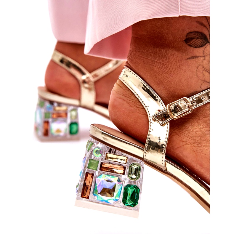 Sandali da donna su tacchi alti con cristalli dorati S.Barski MR1037-01 d'oro 3