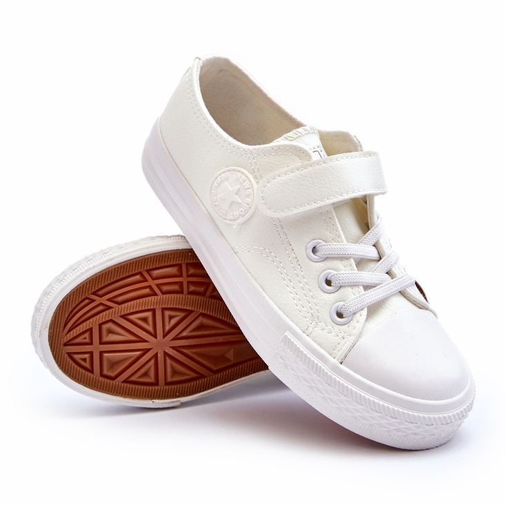 News Sneakers da bambino in pelle con velcro, colore bianco 1
