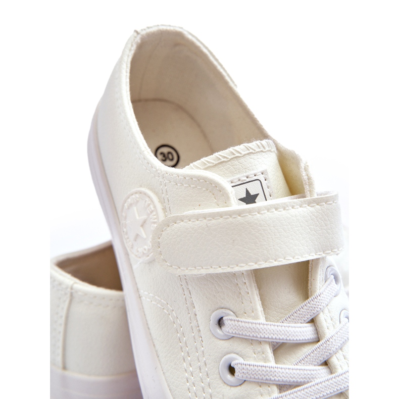 News Sneakers da bambino in pelle con velcro, colore bianco 3
