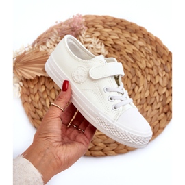 News Sneakers da bambino in pelle con velcro, colore bianco 4