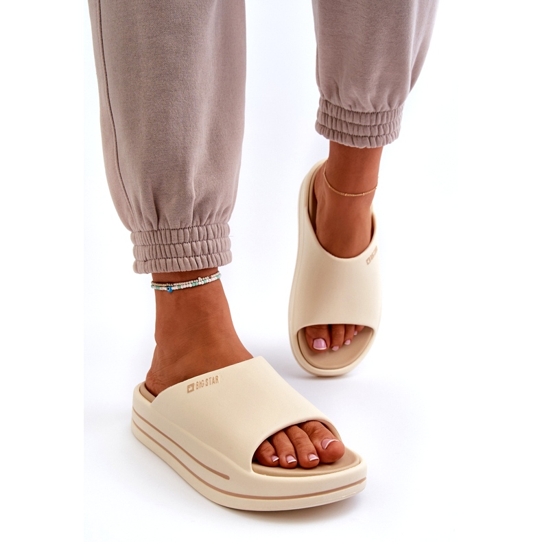 Infradito da donna sulla piattaforma Big Star NN274A034 Beige 1