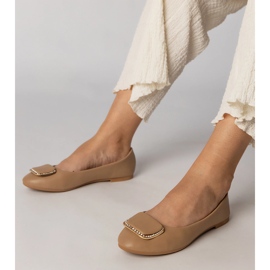 Ballerine femminili marroni con zirconi marrone 1