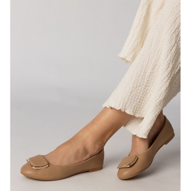 Ballerine femminili marroni con zirconi marrone 2