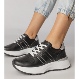 Sneaker sportive nere con un inserto d'argento nero 1