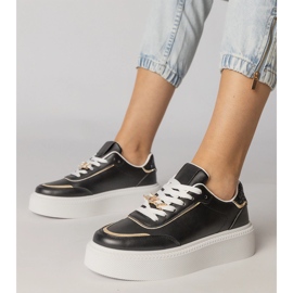 Sneaker nere decorate con glitter e zirconi nero 1