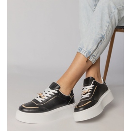 Sneaker nere decorate con glitter e zirconi nero 2