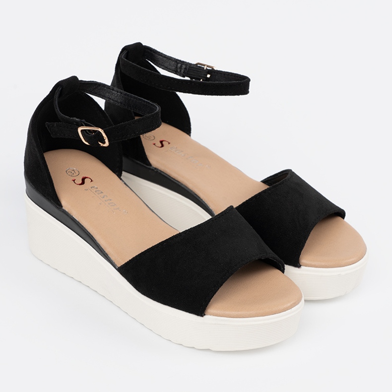 Seastar Sandali da donna nera su un cuneo bianco nero 1