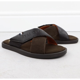 Flip-flop in pelle maschile Brown Bugatti 321-ART80-1014 marrone 1