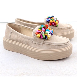 Mocassini in pelle sulla piattaforma con beige beige filippo dp6765 3