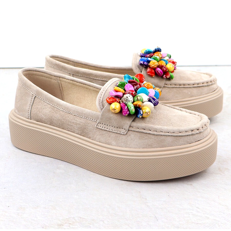 Mocassini in pelle sulla piattaforma con beige beige filippo dp6765 3