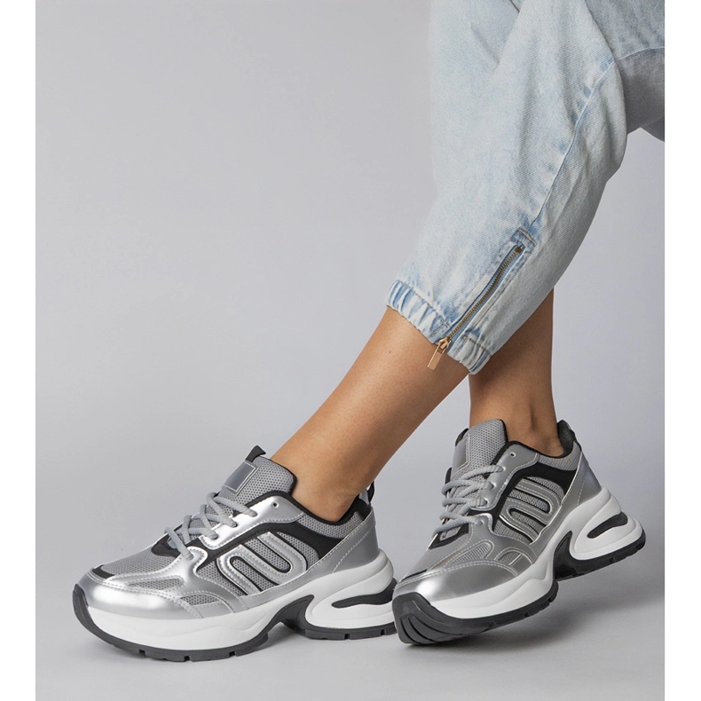 SILVER SPORTS SNEAKER SU UN SOLE ENORME argento 1