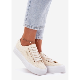Sneaker femminili con beige di pizzo Lee Cooper LCW-25-31-3440L 1