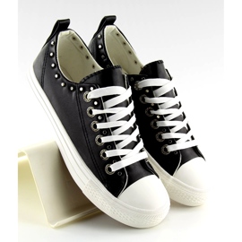 Nero SM-2738 Sneakers da donna nere con borchie 1