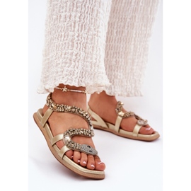 ARTIKER Sandali femminili con decorazione eco in pelle artker 56c1362 oro d'oro 2