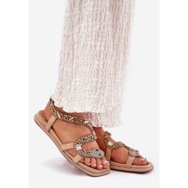 Sandali femminili con decorazione eco sonflower artiker 56c1361 beige 1