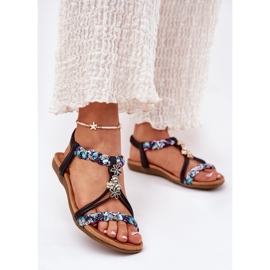 Sandali da donna piatta con strisce intrecciate e spille artiker 54c1331 nero 2