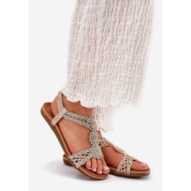 Sandali da donna piatta con un artiker in pizzo 56C1281 PLN d'oro 1