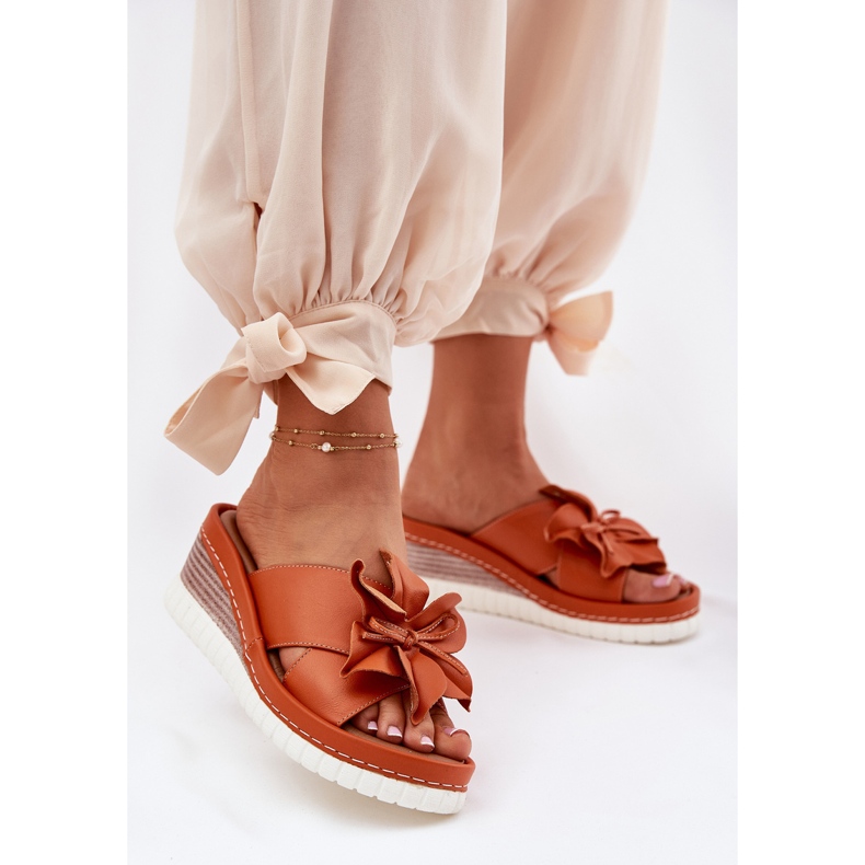 Spicchi di pelle da donna con artiker floreale decorativo 52c0505 arancione arancia 2
