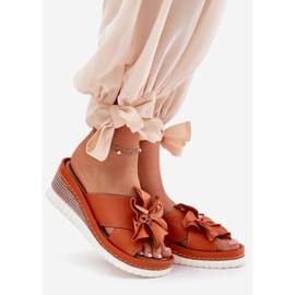 Spicchi di pelle da donna con artiker floreale decorativo 52c0505 arancione arancia 1