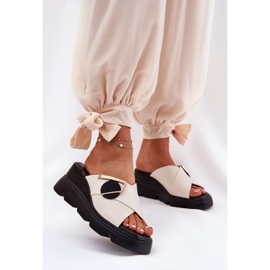 ARTIKER Eleganti cunei da donna in pelle con antica decorazione artker 56c1585 beige 2