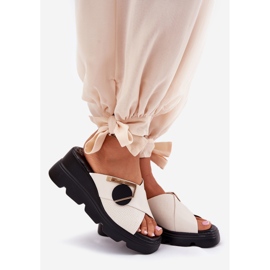 ARTIKER Eleganti cunei da donna in pelle con antica decorazione artker 56c1585 beige 1