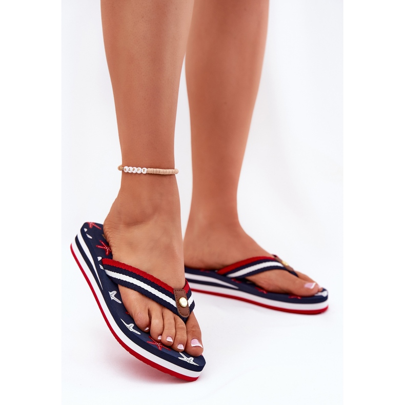Flip -flip femminili con zeppe big star rr274a127 blu navy 2